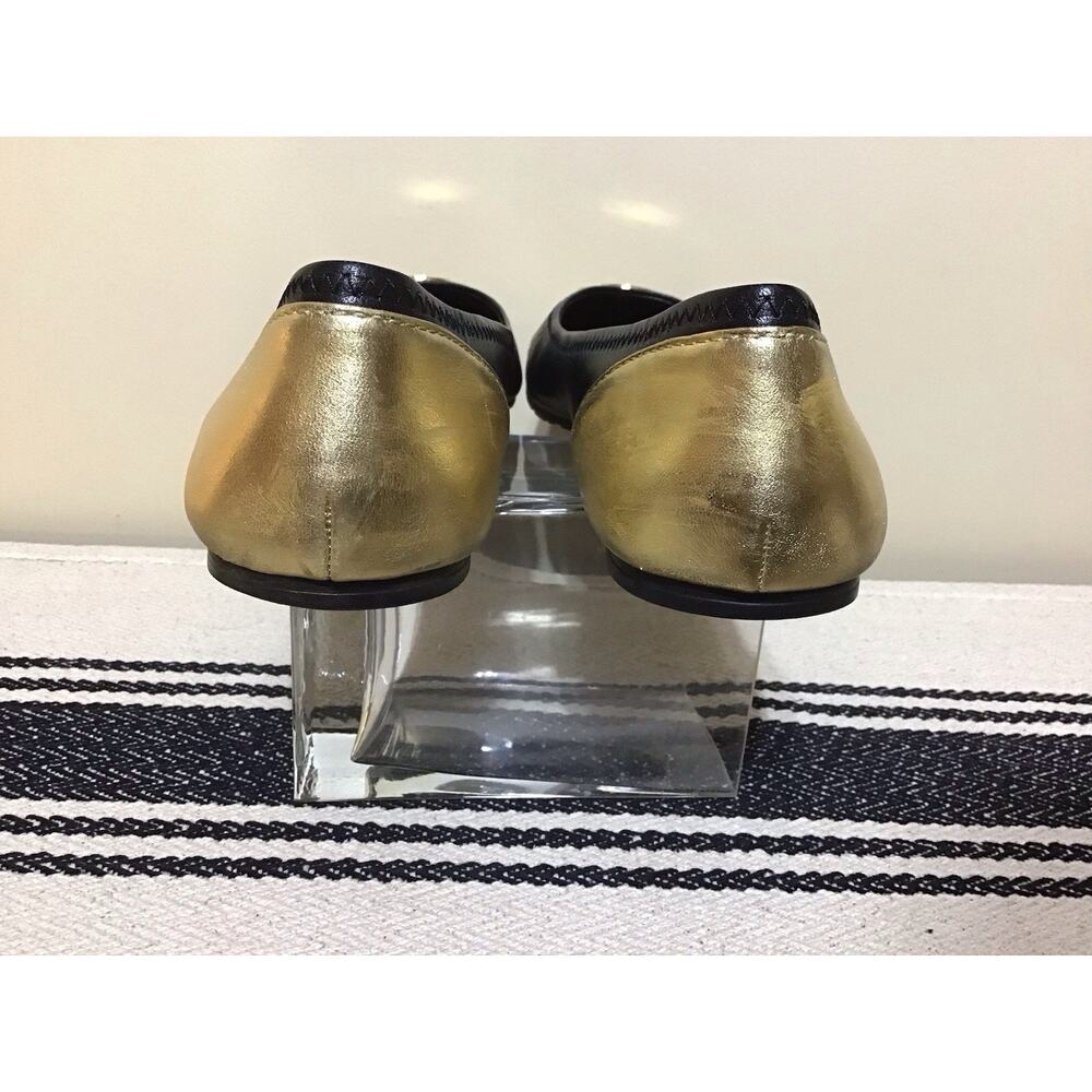 Coach Women’s Shoes Black Gold Flats Sz 10 Old Money Preppy Career Luxury Event - Picture 4 of 9